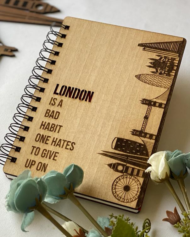 London Skyline Wooden Notebook