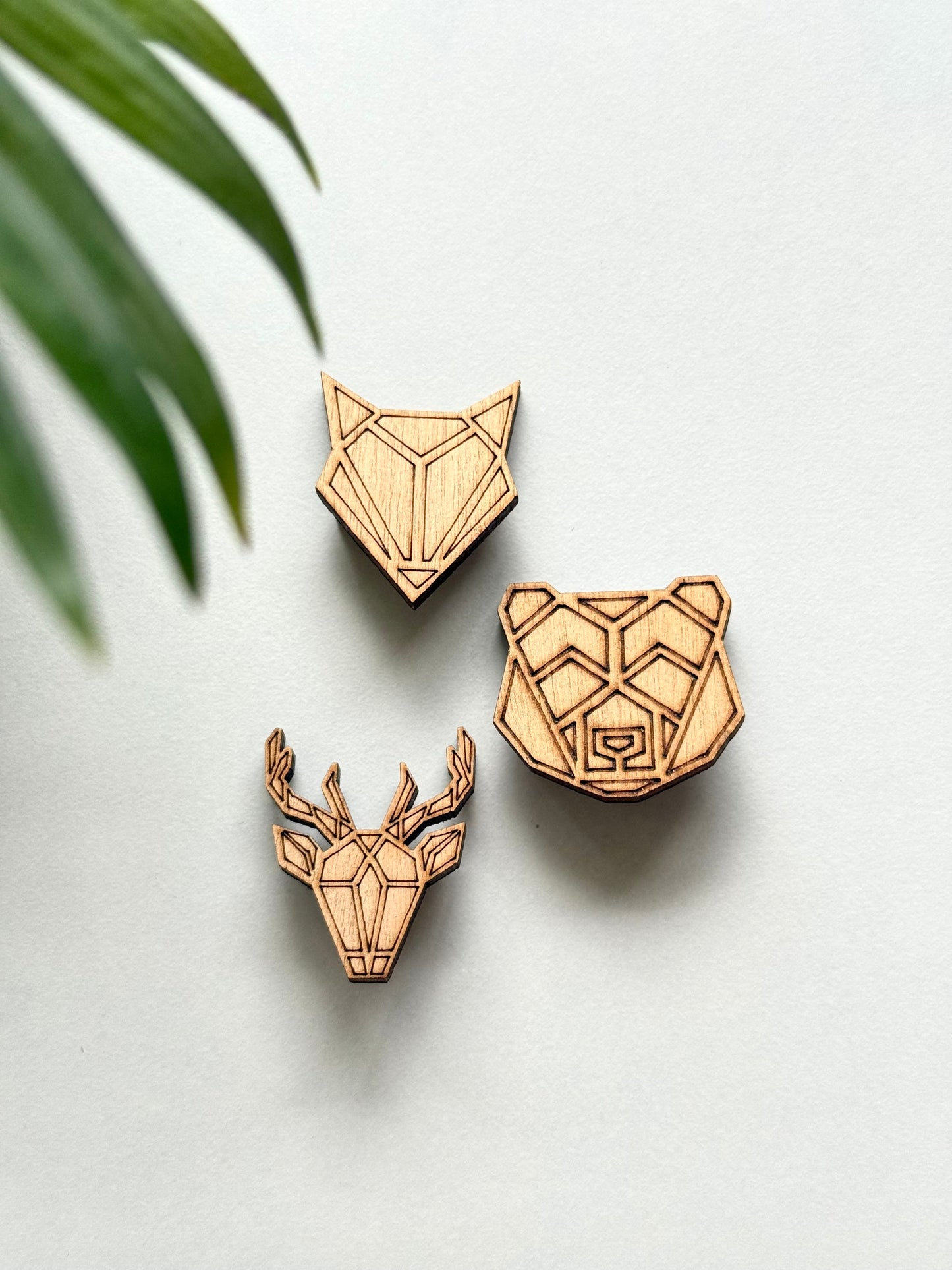 Fox, Panda and Deer Wooden Pin - Set of 3