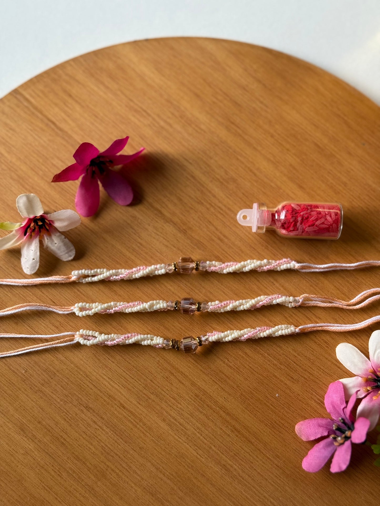 Pastel Pink Beaded Rakhi