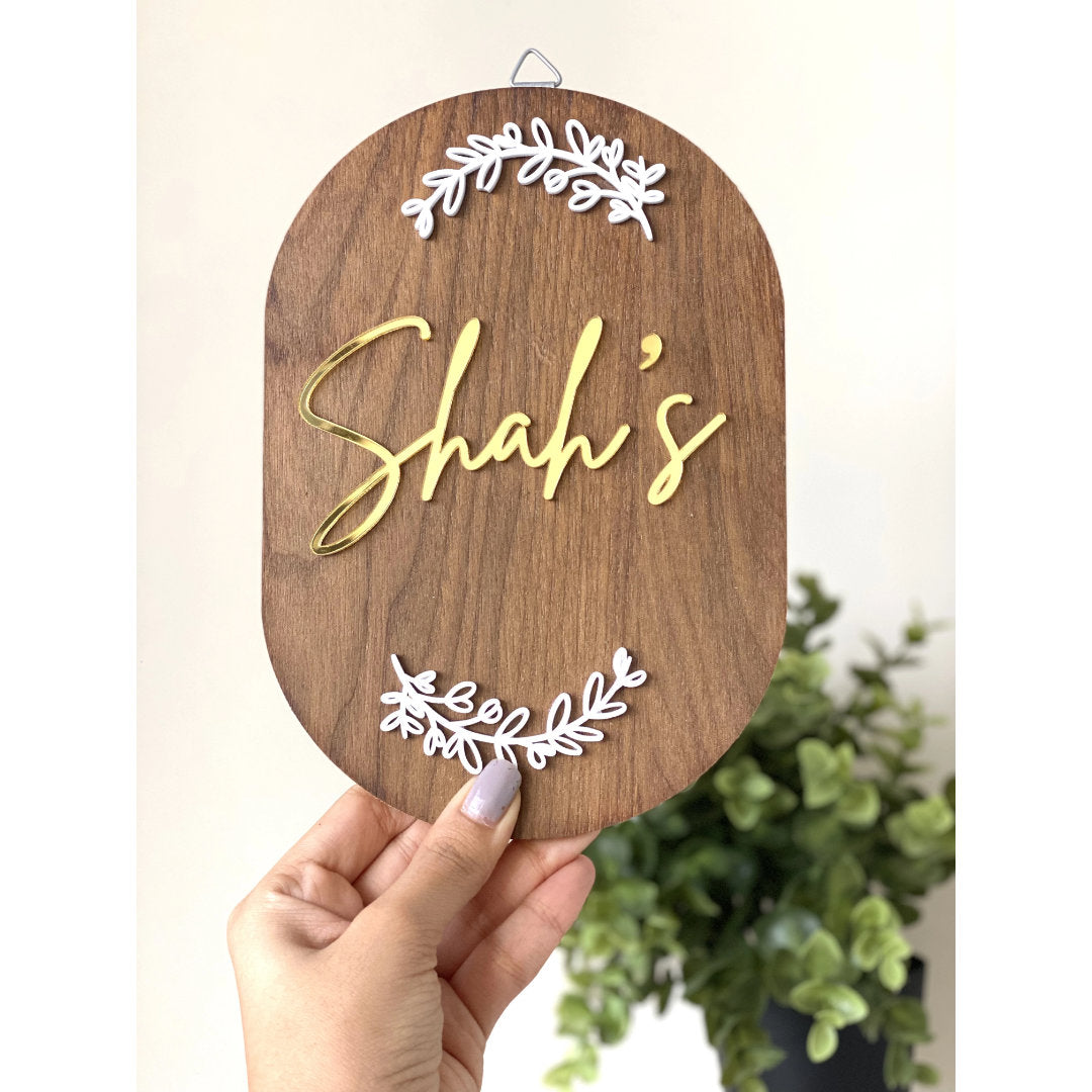 HappyEveryday Arched Elongated Miniature Wooden Nameplate