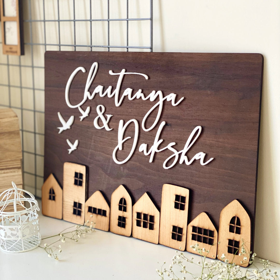 HappyEveryday Home Sweet Home Wooden Nameplate (Rectangle)