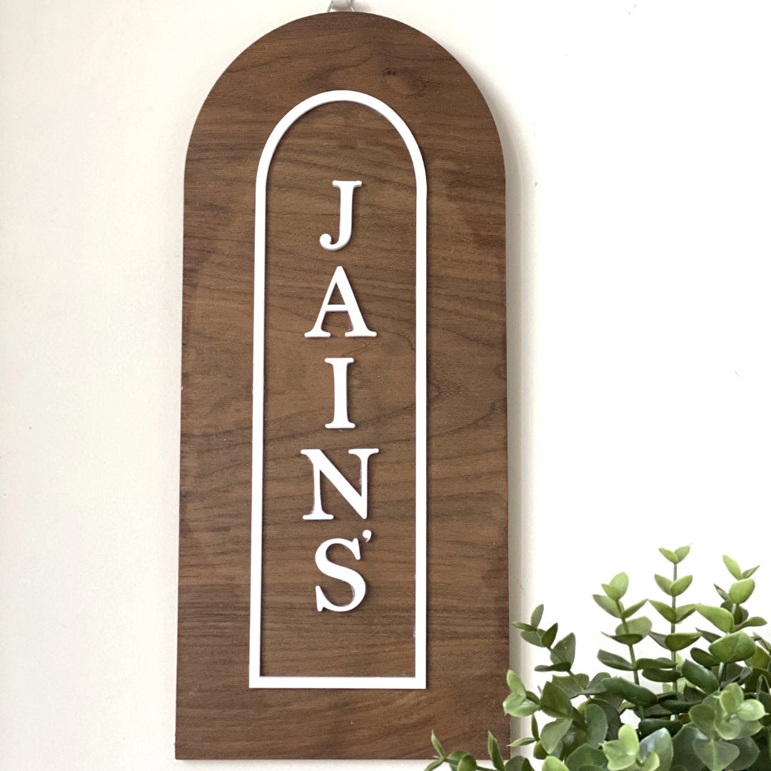 HappyEveryday Slim Vertical Wooden Nameplate