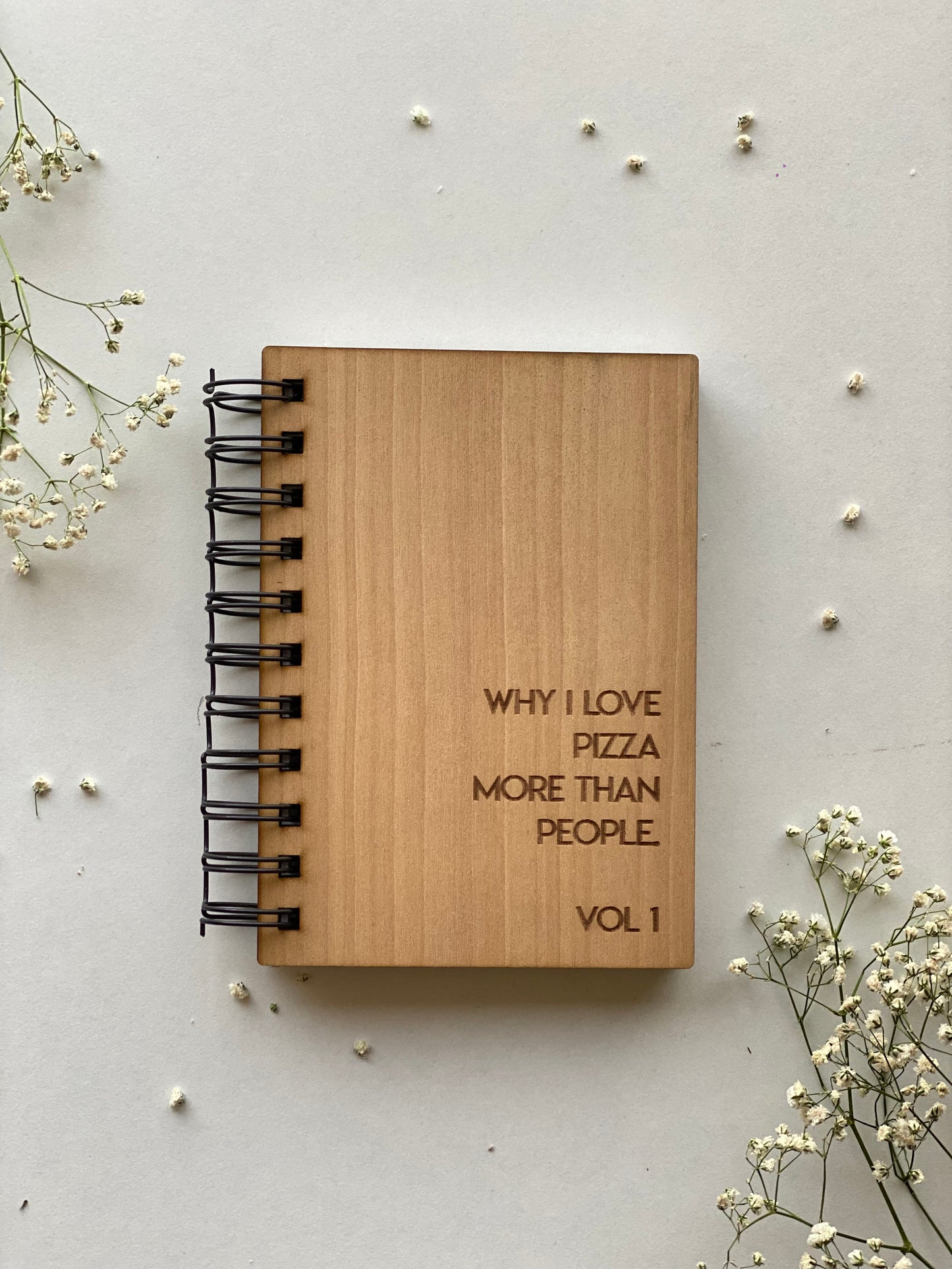 I Love Pizza Wooden Notebook