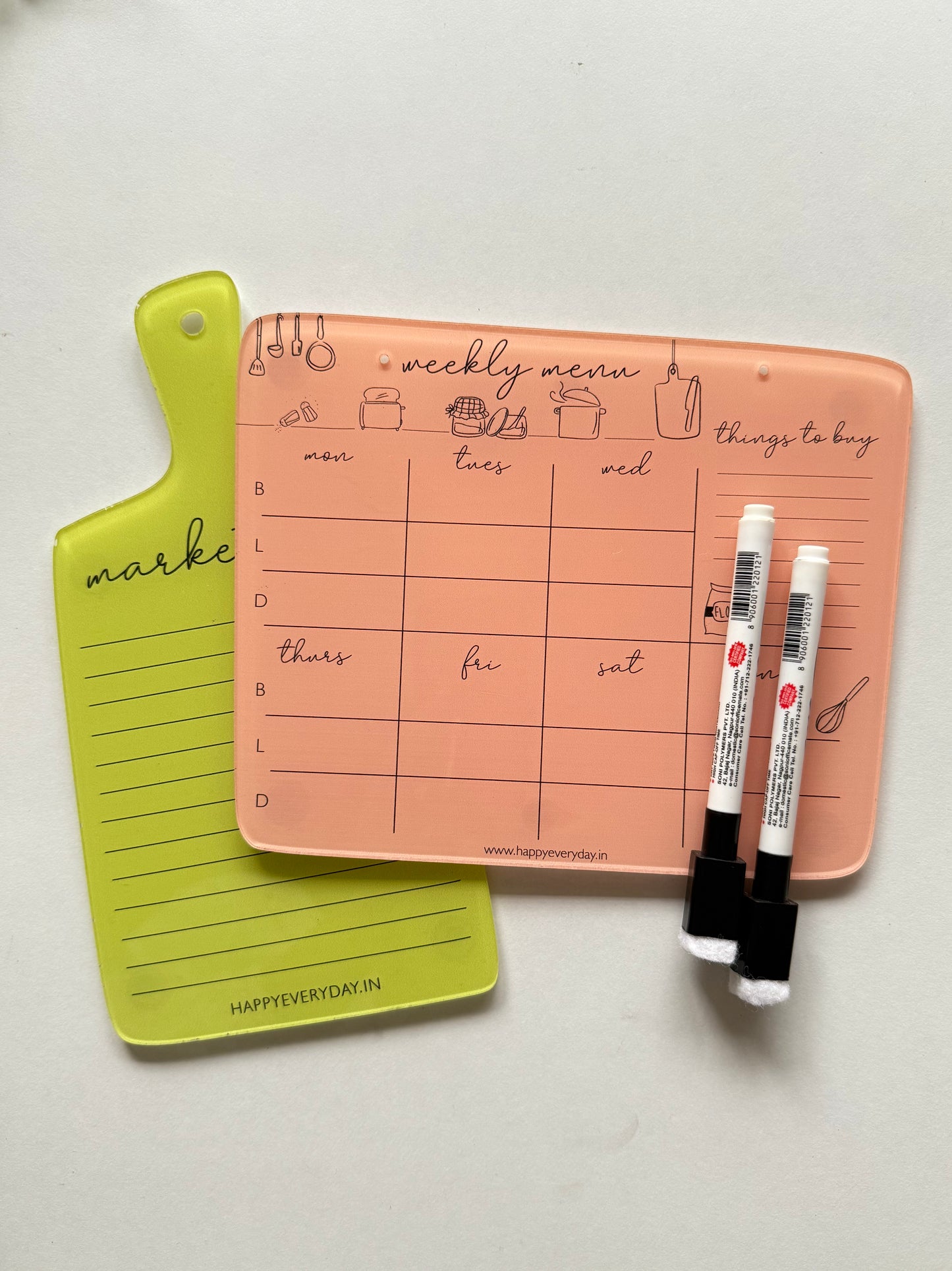 HappyEveryday Market List & Weekly Menu Combo Acrylic Planner