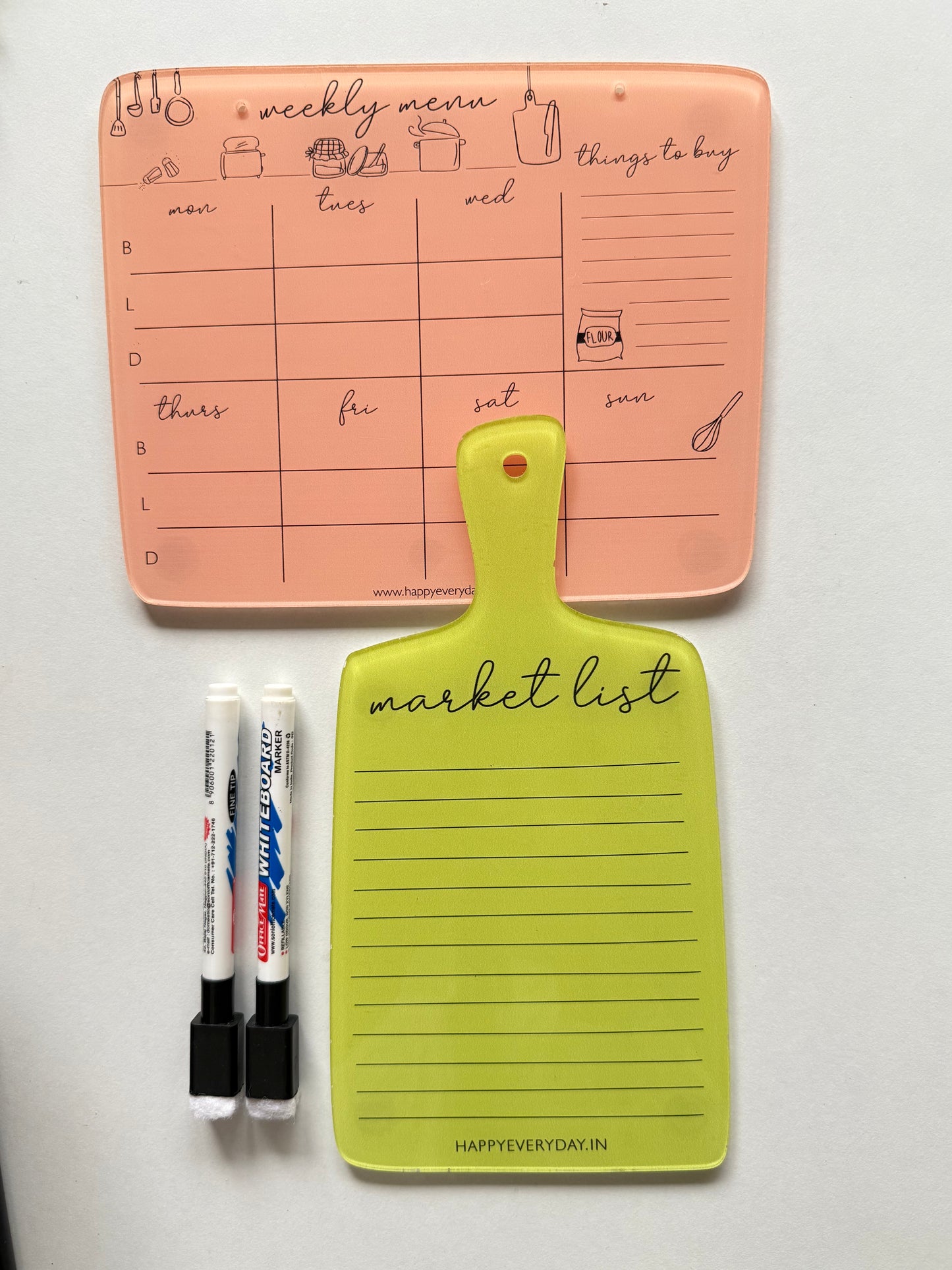 HappyEveryday Market List & Weekly Menu Combo Acrylic Planner