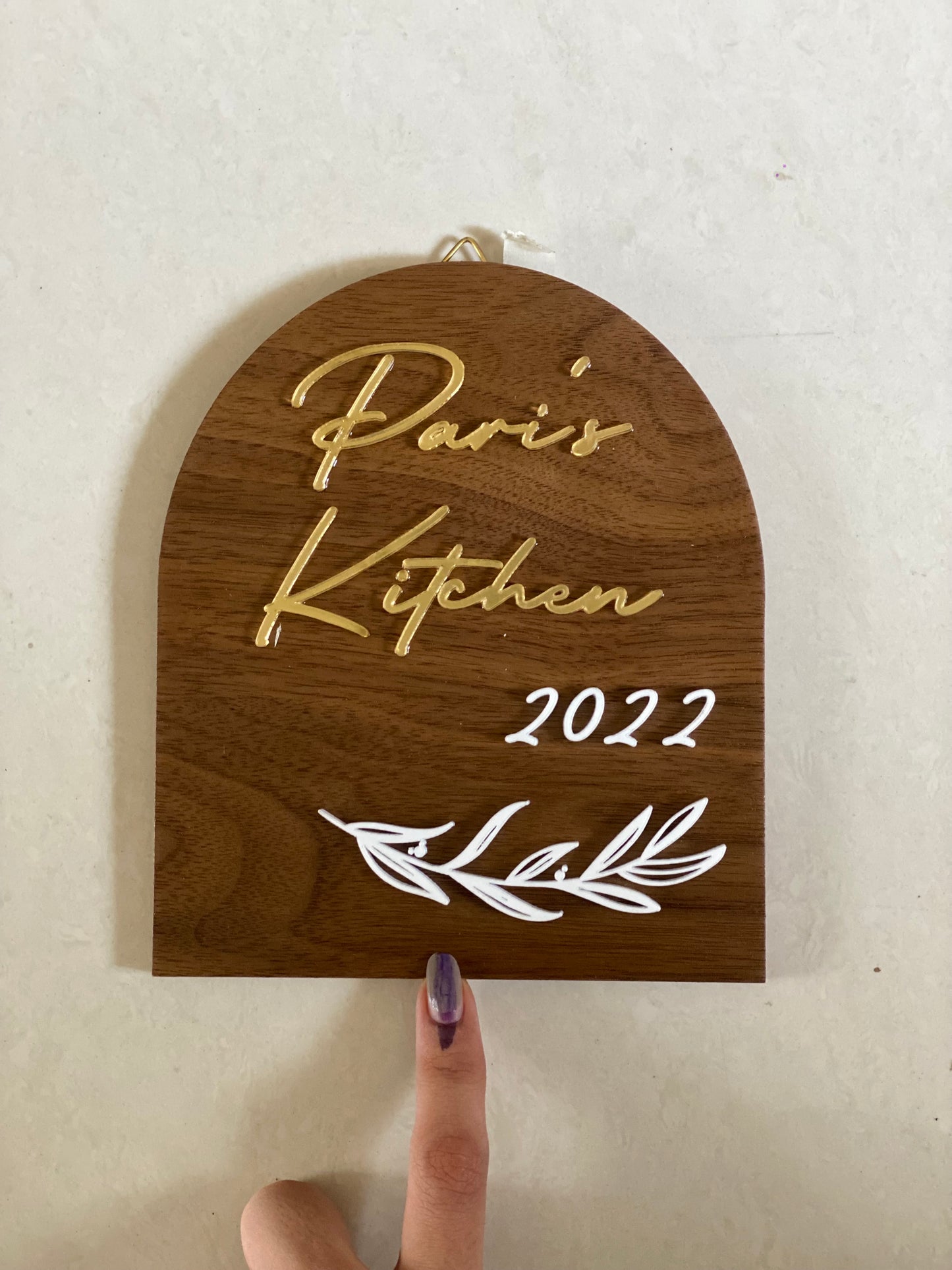 HappyEveryday Simple Arched Miniature Wooden Nameplate