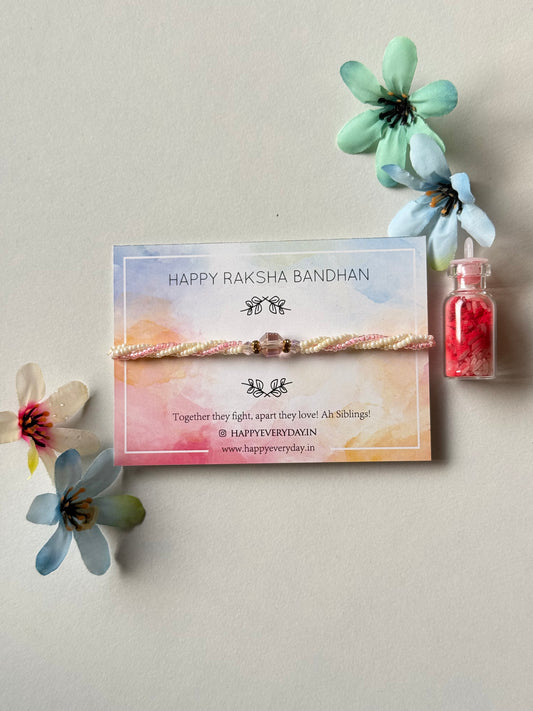 Pastel Pink Beaded Rakhi
