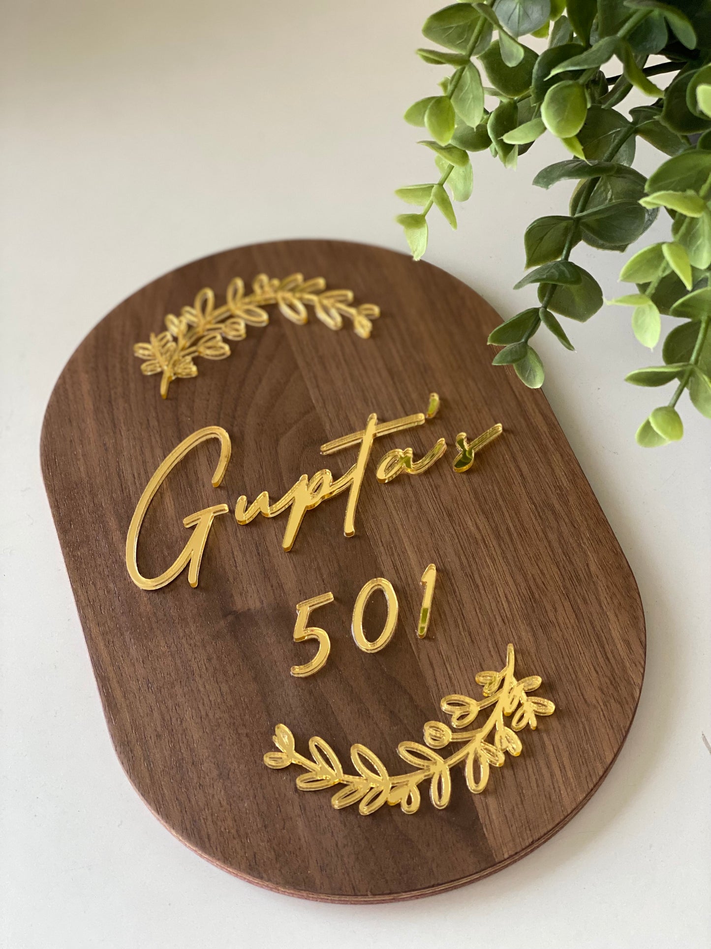 HappyEveryday Arched Elongated Miniature Wooden Nameplate