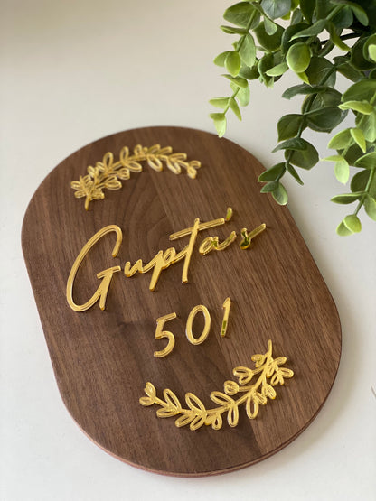 HappyEveryday Arched Elongated Miniature Wooden Nameplate