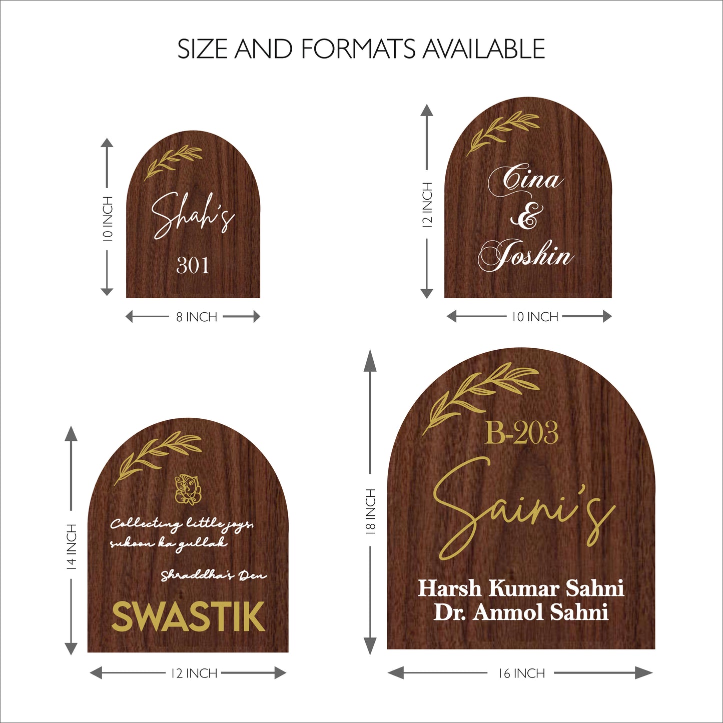 HappyEveryday Classic Arched Wooden Nameplate