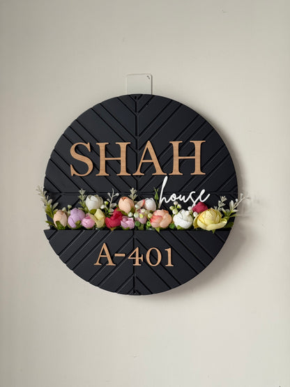 HappyEveryday Black Grooved Basket Nameplate (Circle)