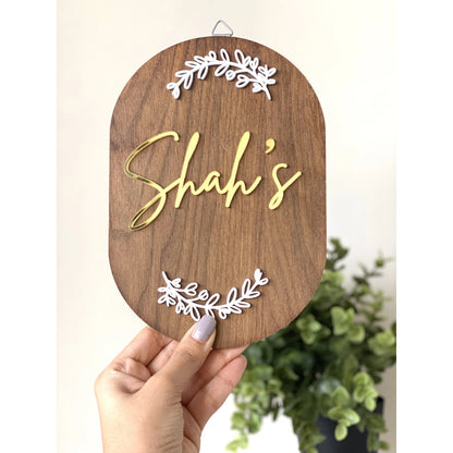HappyEveryday Arched Elongated Miniature Wooden Nameplate