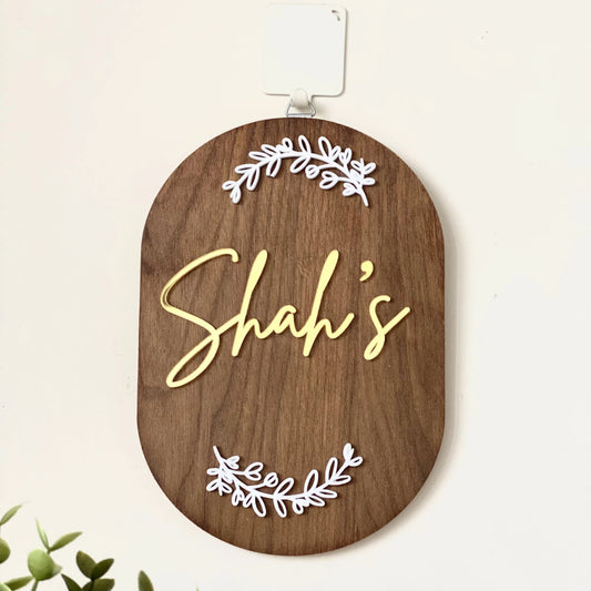 HappyEveryday Arched Elongated Miniature Wooden Nameplate