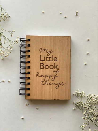 Little Book of Happy Things Wooden Notebook