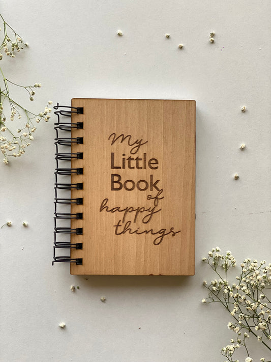 Little Book of Happy Things Wooden Notebook