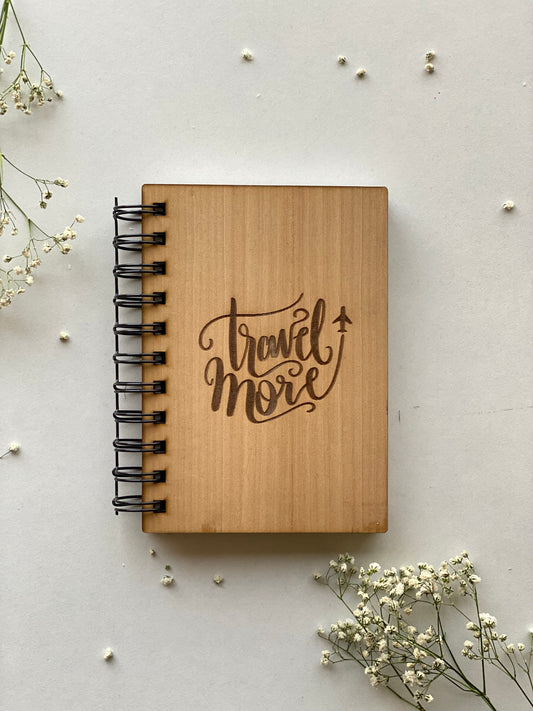 Travel More Wooden Notebook