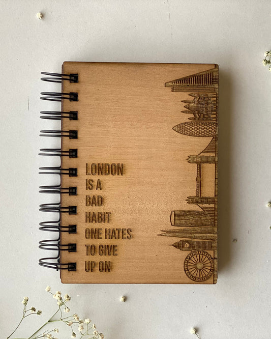 London Skyline Wooden Notebook