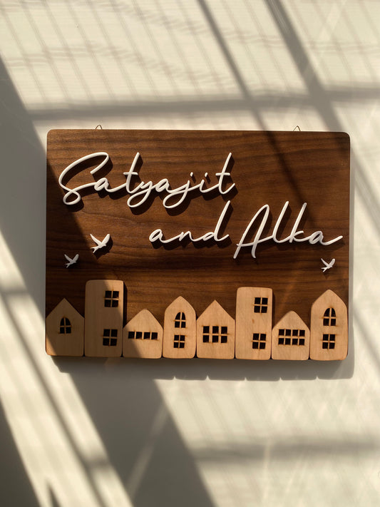 HappyEveryday Home Sweet Home Wooden Nameplate (Rectangle)