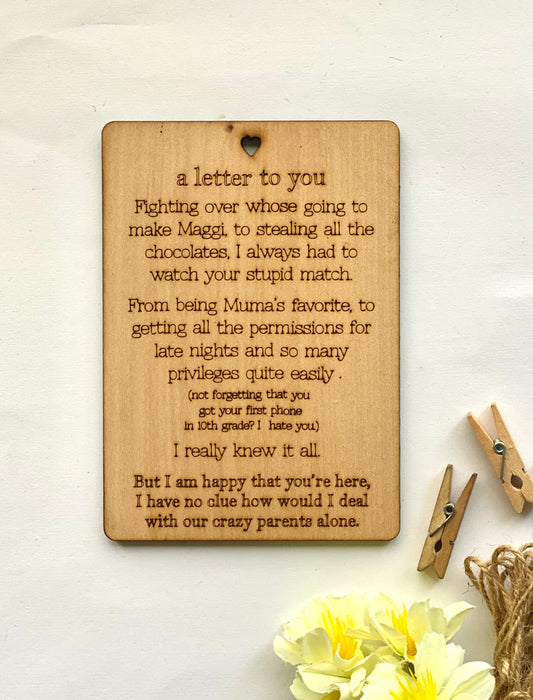 A letter to you wooden card