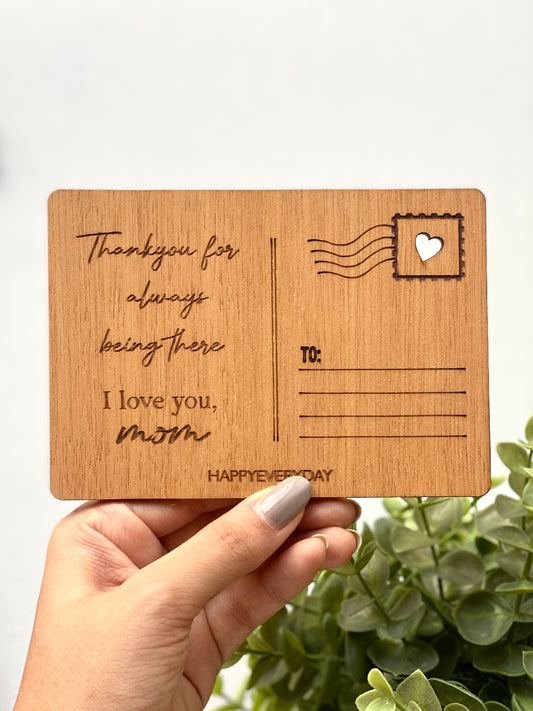 I Love You Mom Wooden Card