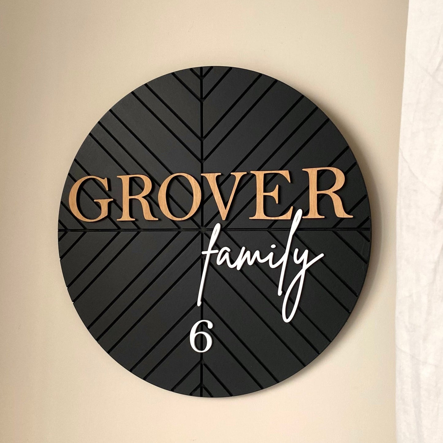HappyEveryday Modern Classic Wooden Nameplate (Circle)