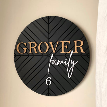 HappyEveryday Modern Classic Wooden Nameplate (Circle)