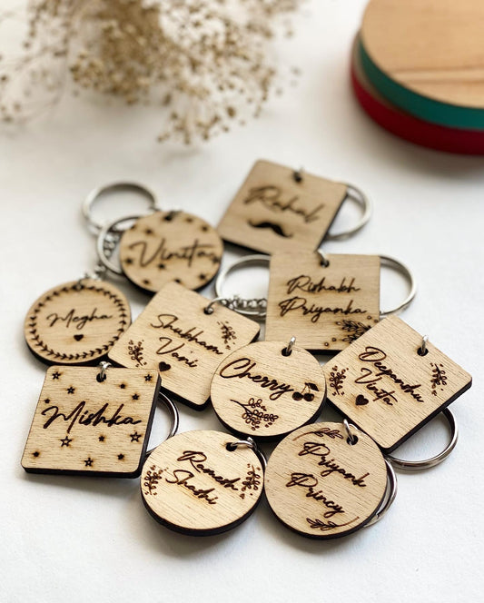 Personalised Wooden Name Keychains - Set of 5