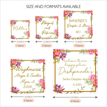 HappyEveryday Red & Pink Floral Acrylic Nameplate (Square)