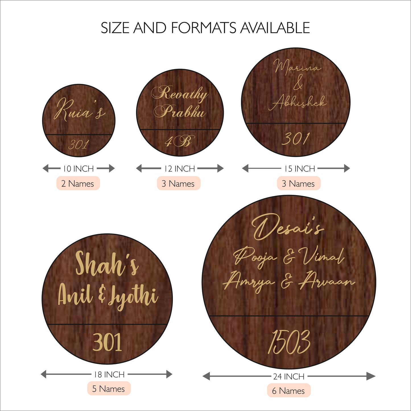 HappyEveryday Floral Basket Wooden Nameplate (Circle)